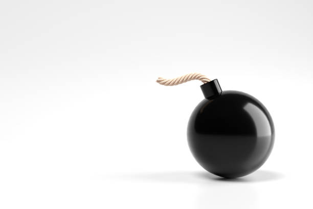 An old fashioned bomb with a burning wick. 3D rendering with raytraced textures and HDRI lighting.