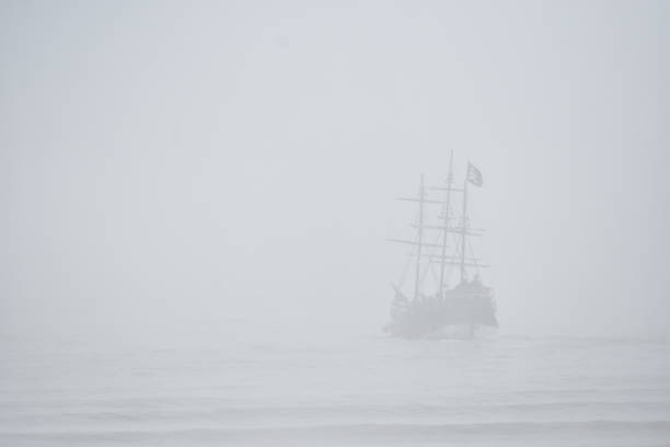 Caravel sailing the ocean during a storm