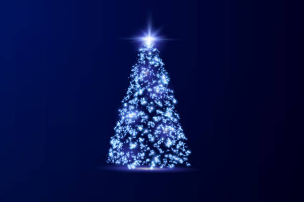 istock Realistic glowing Christmas trees. Sparkling lights in the form of a Christmas tree with bright shiny particles. Magical design for Christmas party. 2185338703