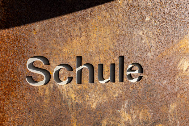 The photograph shows the inscription in German School placed next to the entrance to the school in Kreuzlingen