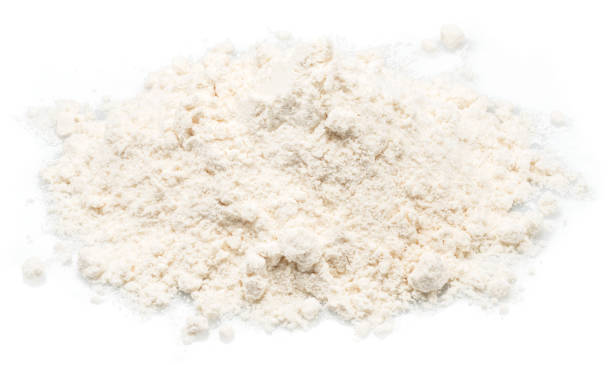 istock Heap of refined wheat or rye flour isolated on white background. 2185349324