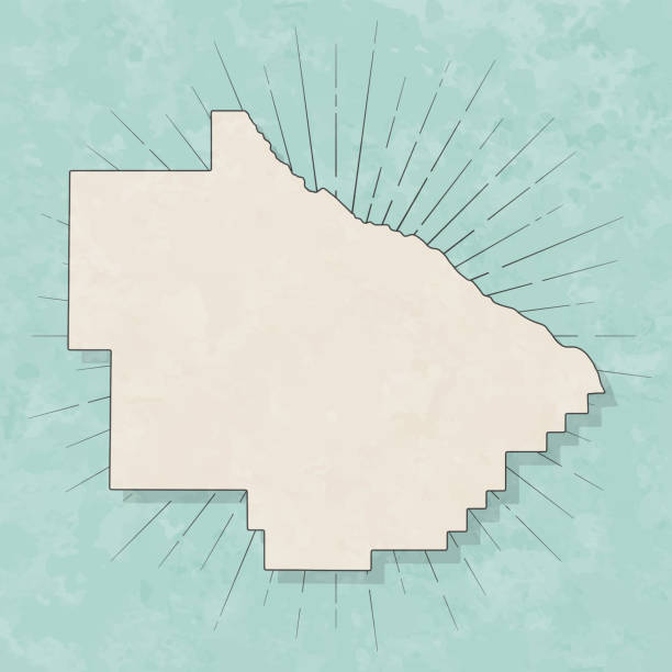 Map of Bacon County - Georgia, in a trendy vintage style. Beautiful retro illustration with old textured paper and light rays in the background (colors used: blue, green, beige and black for the outline). Vector Illustration (EPS file, well layered and grouped). Easy to edit, manipulate, resize or colorize. Vector and Jpeg file of different sizes.