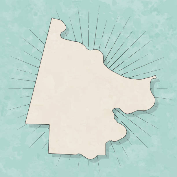 Map of Cole County - Missouri, in a trendy vintage style. Beautiful retro illustration with old textured paper and light rays in the background (colors used: blue, green, beige and black for the outline). Vector Illustration (EPS file, well layered and grouped). Easy to edit, manipulate, resize or colorize. Vector and Jpeg file of different sizes.