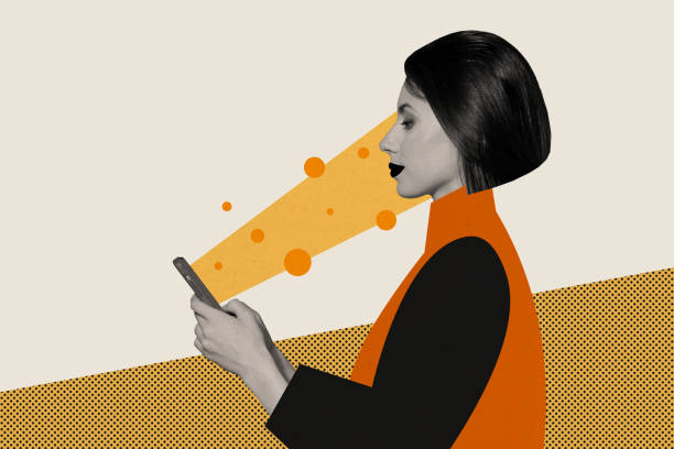 istock 3d retro abstract creative artwork template collage of addicted lady reading news modern device isolated painting background 2185353014