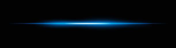 istock Cold blue horizontal light beam with a soft glow and gentle fade. Intense illumination across a dark background, ideal for creating a dramatic lighting effect 2185353044