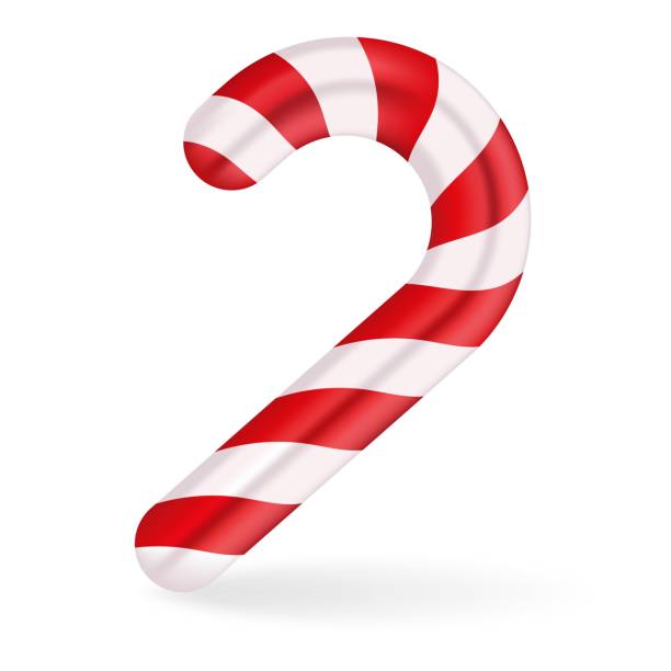 istock Red and white candy cane illustration. Traditional striped design, symbolizing classic Christmas treats and festive celebrations, perfect for seasonal decorations. 2185353333