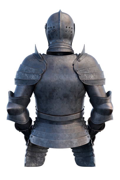 istock back of a knights armor is displayed, highlighting the craftsmanship and sturdy metal construction. 3d render 2185355468