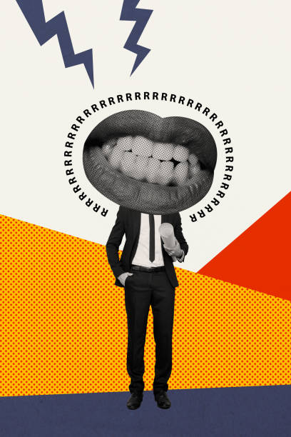 istock Picture image collage of an aggressive faceless boss shouting employees isolated on painted background 2185355629