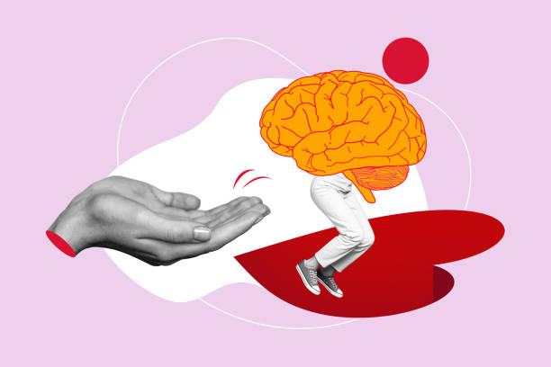 istock Creative pop artwork collage of two palms together asking answer from woman with absurd huge brain isolated on pink color background 2185355890