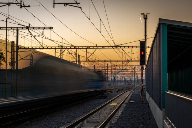 istock New railway stop in evening with platform in Pardubice CZ 11 16 2024 2185359373