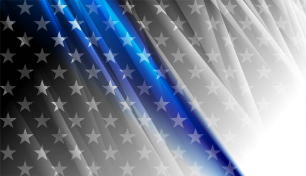 ilustraciones, imágenes clip art, dibujos animados e iconos de stock de glossy abstract black white usa flag with blue smooth stripe - ejército de los estados unidos