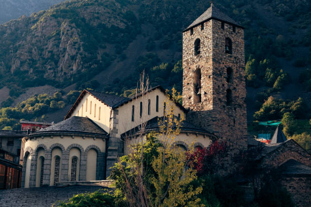 istock Historic architecture in Andorra surrounded by mountains during clear weather 2185361625