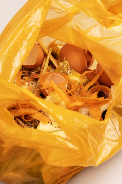 istock Bio organic trash sorted in yellow plastic bag. 2185364574