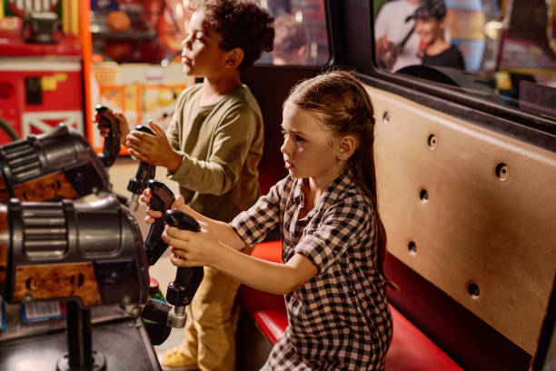 istock Cute little girl adjusting joysticks 2185368561