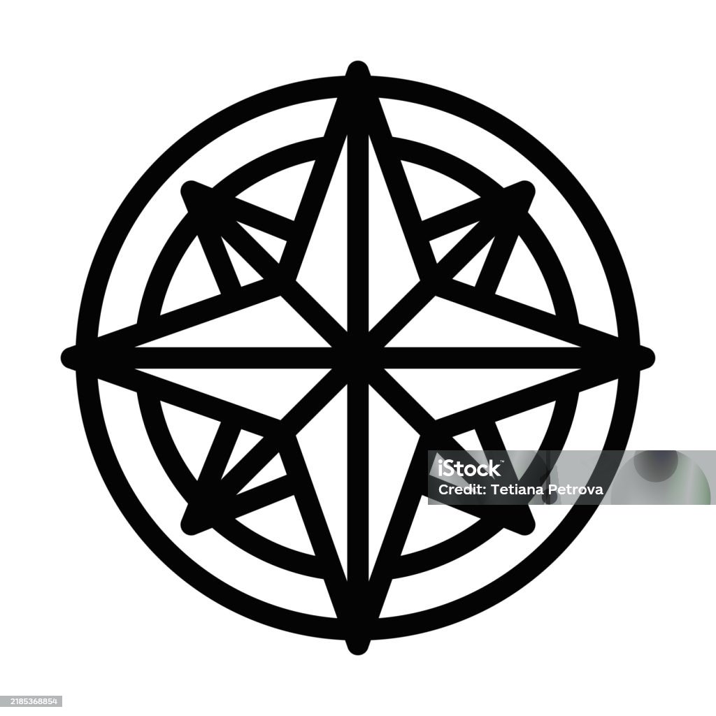 Editable Compass Sign Compass Outline Vector Illustration Editable Stroke Stock Illustration ...