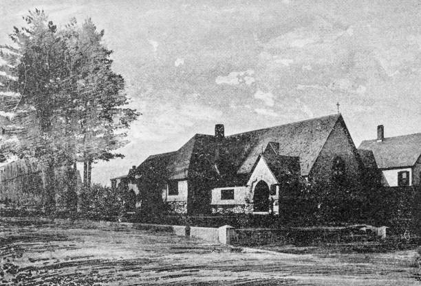 istock Antique image of Worcester and surroundings, Massachusetts: Episcopal Church, Athol 2185373306