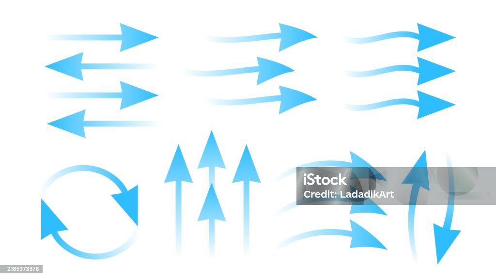 Object Flow Arrow Flow Arrows Set Blue Air Steam Ventilator Or Conditioner Buttons ...