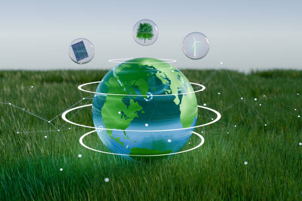 istock Digital globe surrounded by icons, symbolizing Earth Day and environmental awareness. 3d rendering 2185385304
