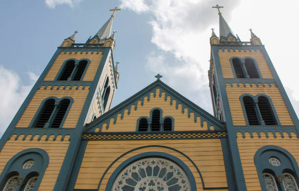 istock The wooden Cathedral Basilica in Paramaribo, yellow blue building 2185386375