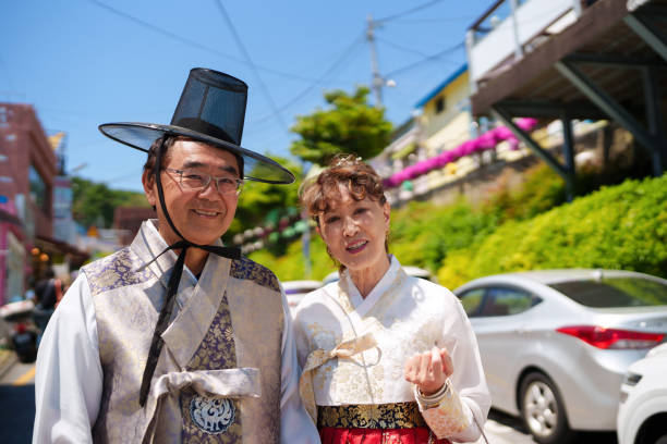 istock Couple dressed with traditional Korean Hanbok 2185390286
