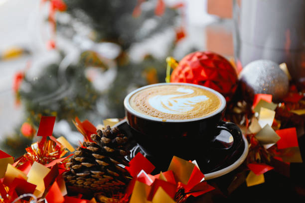 istock Happy time. Festive Latte with Christmas Decorations 2185395735