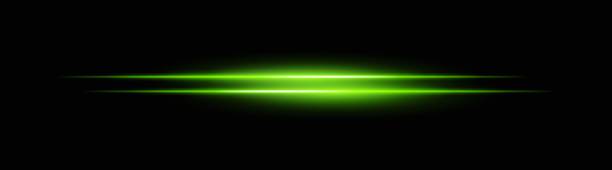 istock Vibrant green horizontal light beams with a soft glow and smooth fade. Bright neon effect on a dark background, perfect for creating a dynamic lighting accent 2185400974