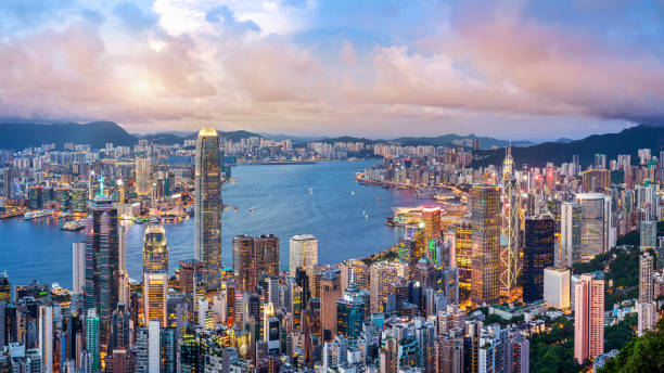 istock Hong Kong cityscapse at sunset. 2185401410