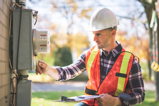 istock man with hard hat standing in front of a electric panel 2185401433