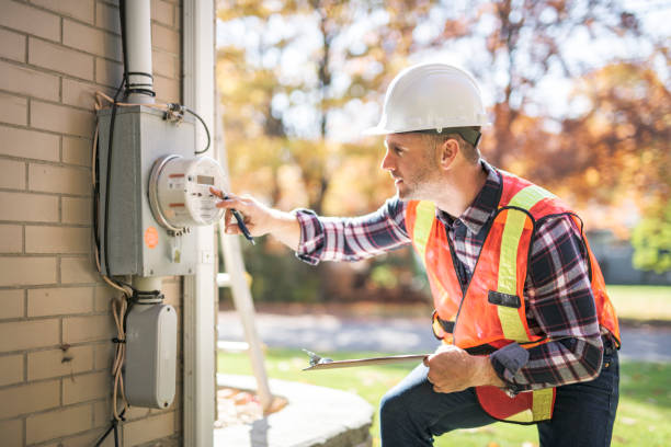 man with hard hat standing in front of a electric panel