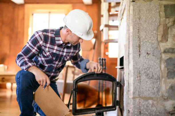 Inspector inspecting an old house to be sure everything is well build stock photo