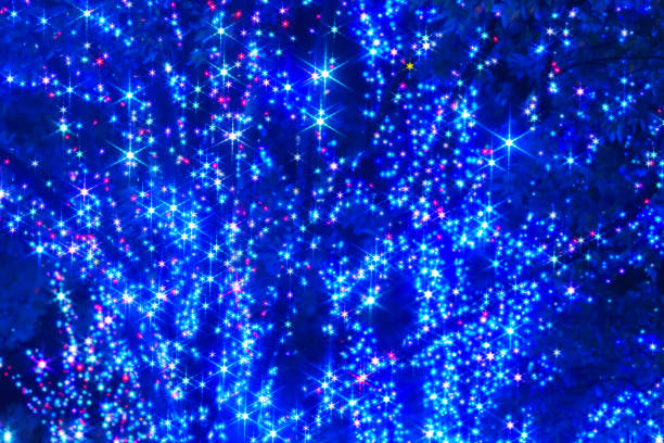 Defocused Christmas Lights on Tree. Night. Centre of Krakow. Poland.