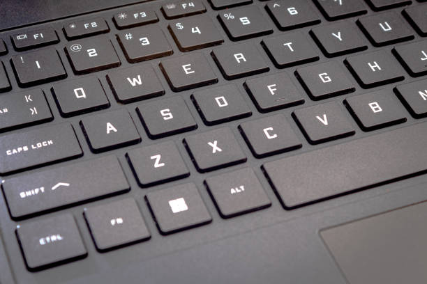 istock Close up view of black qwerty laptop keyboard 2185403851