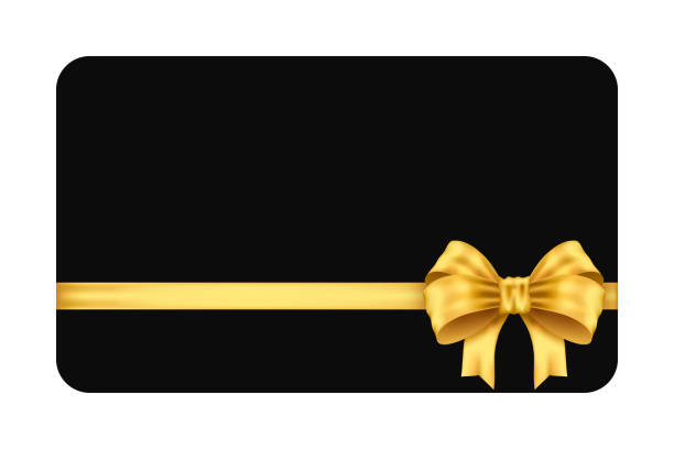 istock Mockup black gift card with gold bow and gold ribbon  isolated on white background 2185405882