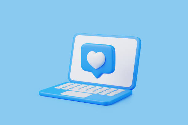 istock 3D Heart Icon on Laptop Screen for Social Media 2185409430