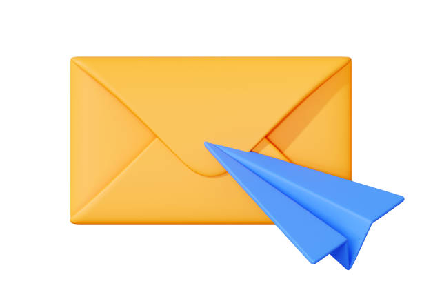 istock Yellow envelope with blue paper plane illustration 2185409488