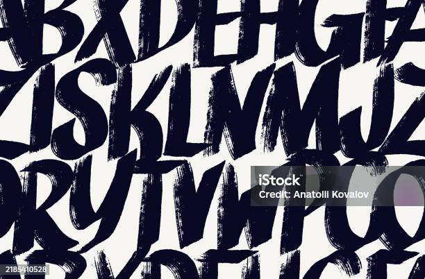 Commited Bold Lettering Typographic Seamless Pattern Font Background Hand Drawn Bold Letters ...