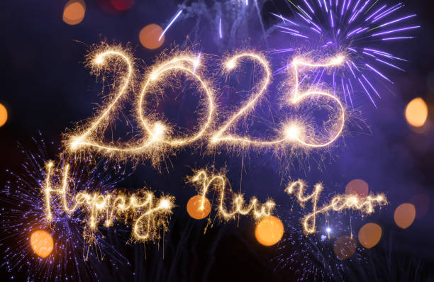 istock Sparkler Happy New Year 2025 with fireworks 2185411773