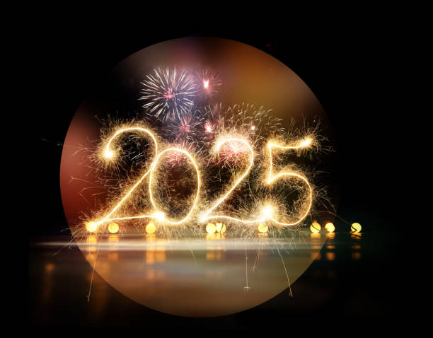 istock Sparkler Happy New Year 2025 with fireworks 2185411896