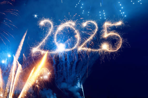 istock Sparkler Happy New Year 2025 with fireworks 2185412496