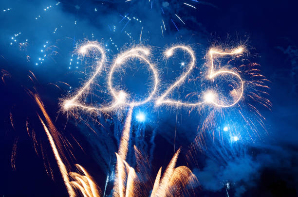 istock Sparkler Happy New Year 2025 with fireworks 2185412849