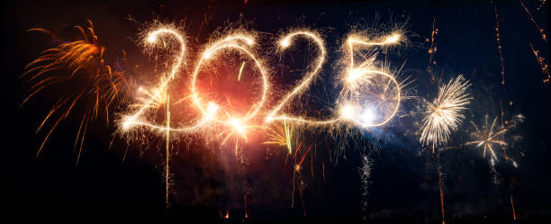 istock Sparkler Happy New Year 2025 with fireworks 2185418516