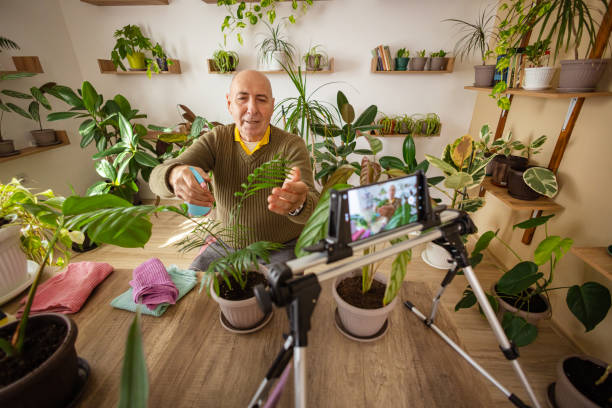 istock Senior Man Vlogging About Houseplants 2185418597
