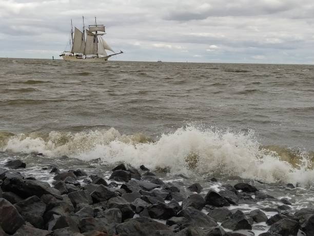 istock Sailboat in the wild sea 2185419184
