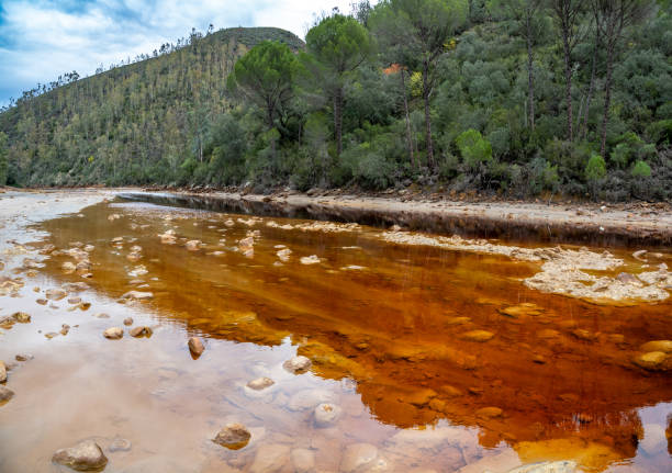 Red water in Red river (Rio Tinto), Huelva, Spain