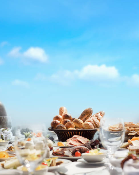 Outdoor brunch buffet table