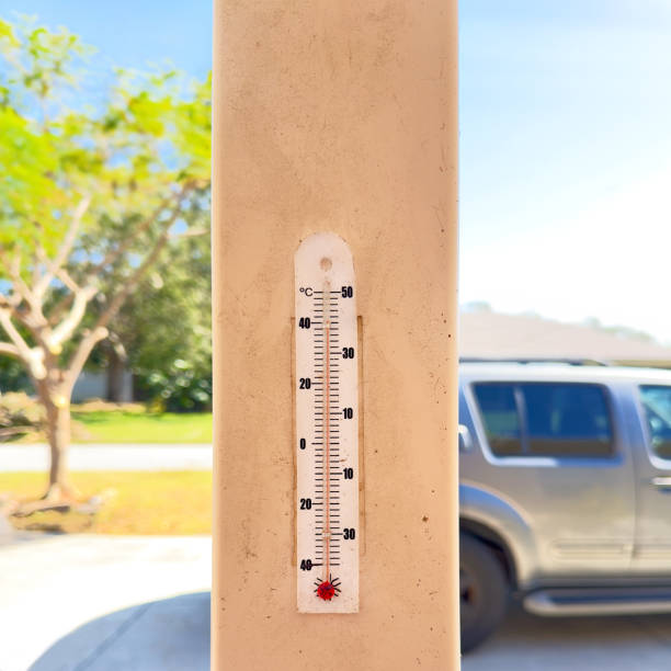 Close up outdoor thermometer