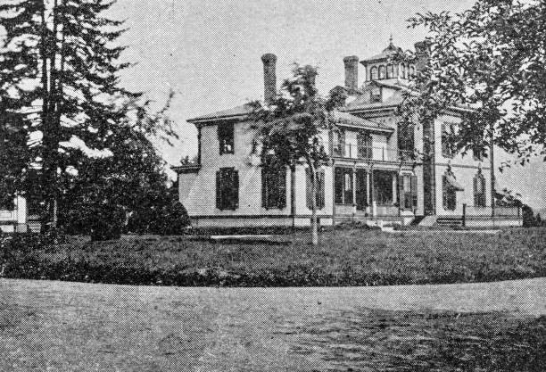 istock Antique image of Worcester and surroundings, Massachusetts: Dr Russell home 2185424767