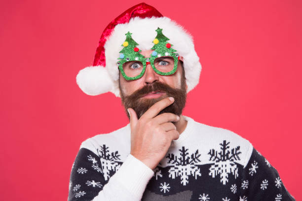 istock Santa needs good beard. Hipster touch beard hair in festive style. Bearded man with long mustache and beard. Beard styled for santa claus look. Mens grooming salon. Barbershop 2185428197