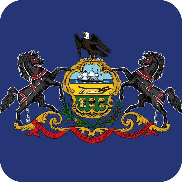 istock Button federal state flag of PENNSYLVANIA 2185431562