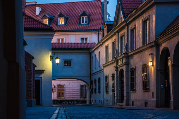 Kanonia Street in the evening. An atmospheric street in Warsaw's Old Town on a clear evening.